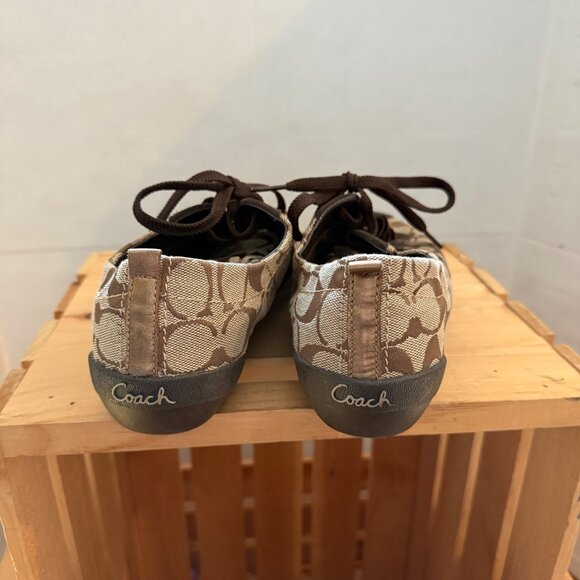 Coach Size 9 Women' s Belina Signature Brown & Tan Logo Sneakers - Picture 9 of 15